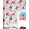 Pip Studio|Romantische weiße Tapete mit bunten Blumen und Vögeln|Tapeten