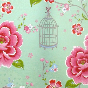 Pip Studio|Romantische Tapete mit rosa Blumen und Vögeln|Tapeten