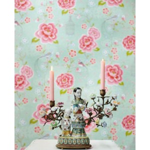 Pip Studio|Romantische Tapete mit rosa Blumen und Vögeln|Tapeten 2