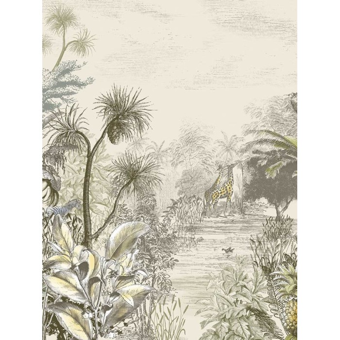 Eijffinger|Papier peint panoramique jungle africaine girafes et zèbres|Panoramiques