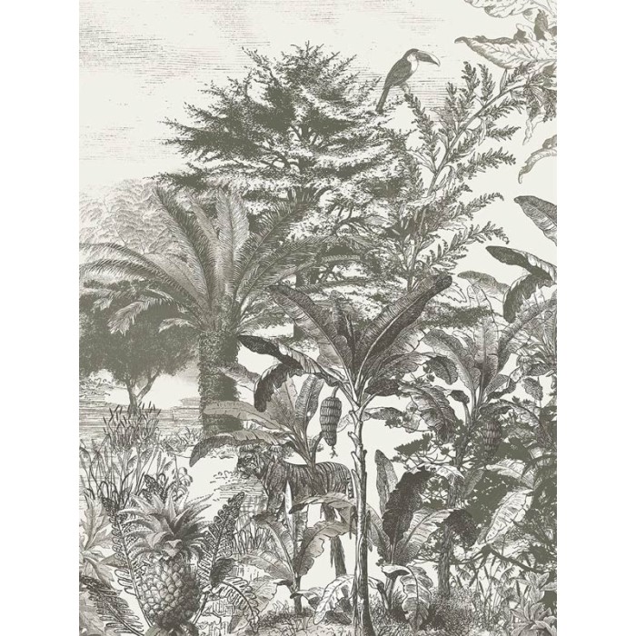 Eijffinger|Papier peint panoramique jungle noir blanc avec tigre|Panoramiques