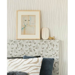 Papeldecor|Wallpaper palm leaves green and white with silver highlights|Wallpaper 2