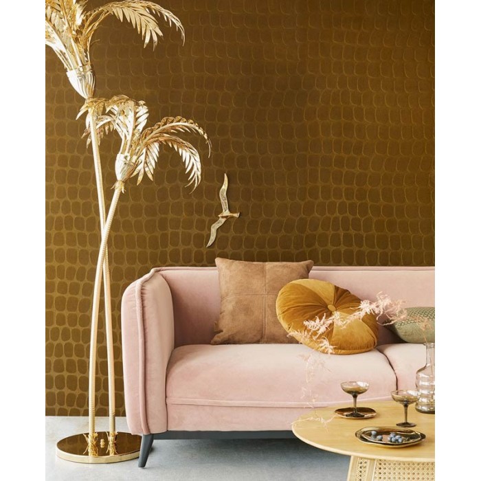 Eijffinger|Papier peint imitation peau de crocodile velours jaune ocre|Imitation Peau