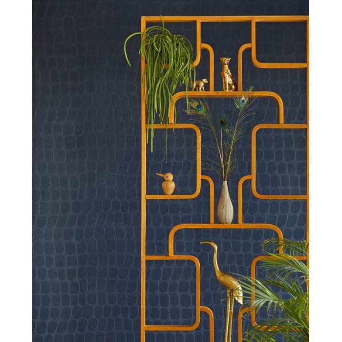 Eijffinger|Velvet blue crocodile skin wallpaper|Skin Imitation