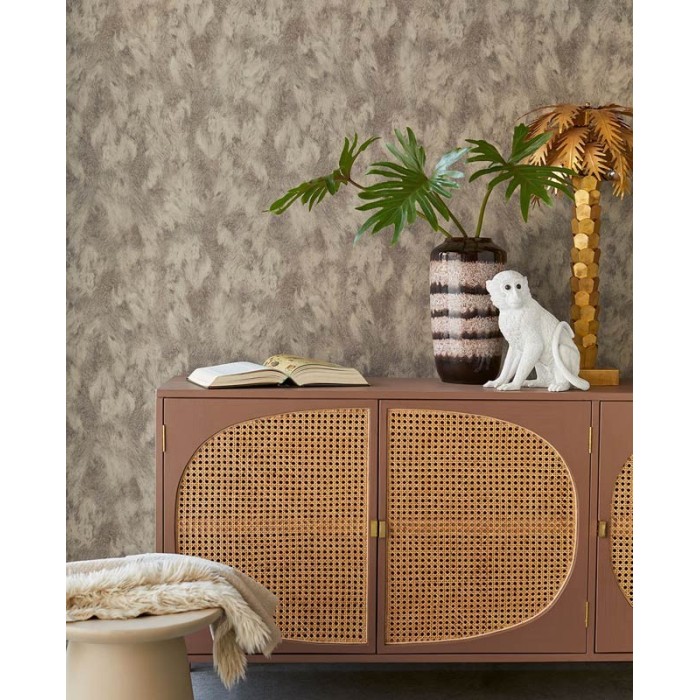 Eijffinger|Shiny taupe brown wolf fur wallpaper|Skin Imitation