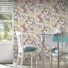 Papeldecor|Papel pintado estilo inglés, flores y pájaros de colores|Papel Pintado