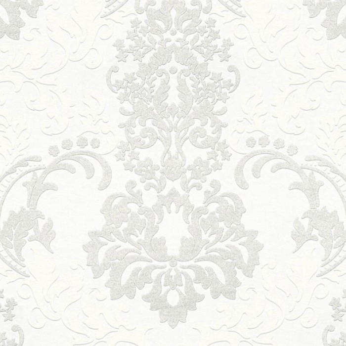 Papel pintado estilo damasco o barroco blanco efecto brillo - As Creation Neue Bude 2.0 361661