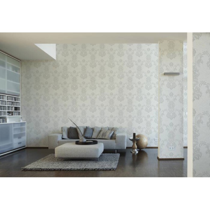 As Creation|Wallpaper damask or baroque style white with a gloss effect|Damask