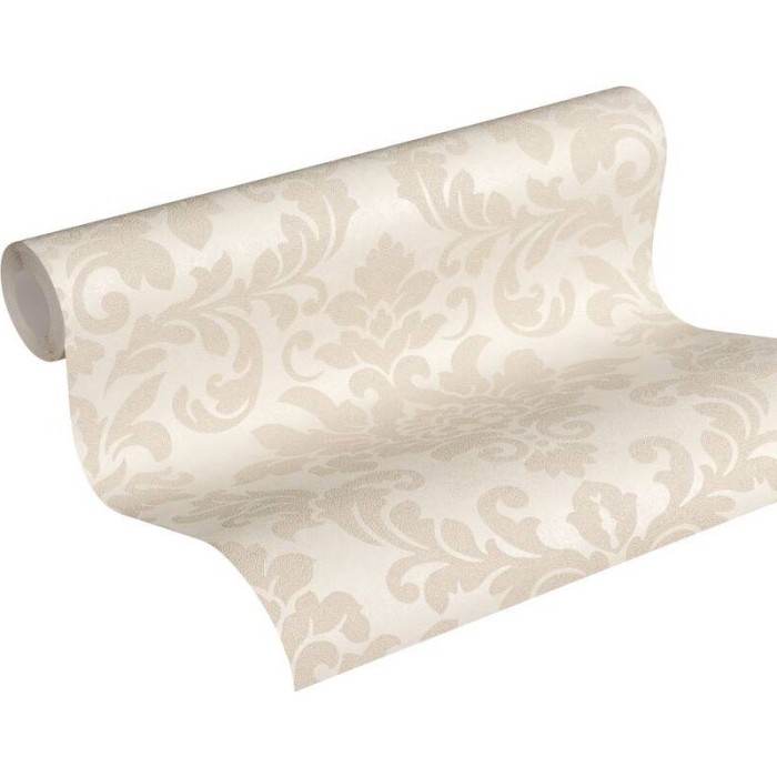 As Creation|Papier Peint damas blanc et beige moderne metazalido|Papier Peint