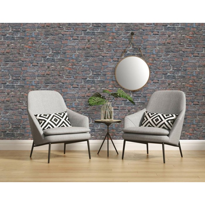 Papel pintado ladrillo gris oscuro envejecido -  220-3766