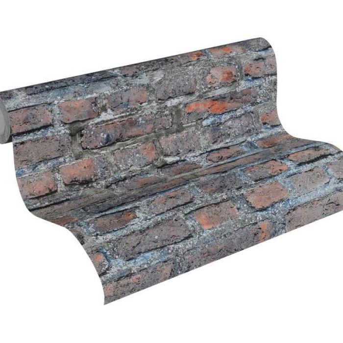 Papel pintado ladrillo gris oscuro envejecido -  220-3766