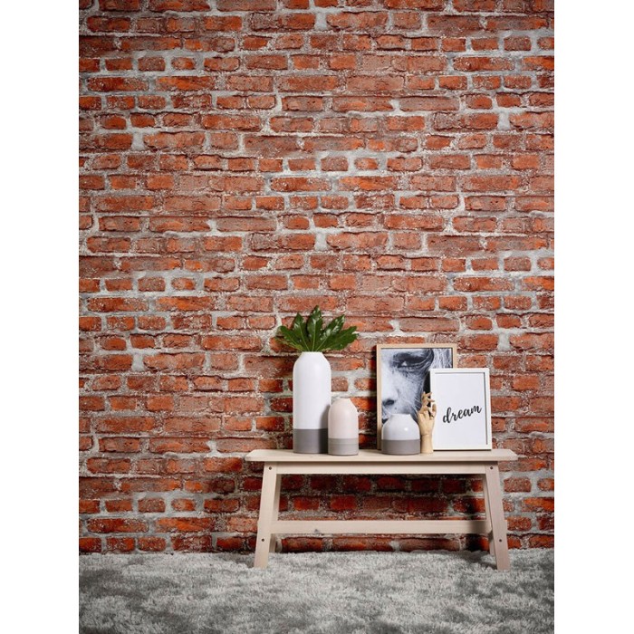 Papel pintado ladrillo rojo rústico -  220-3767