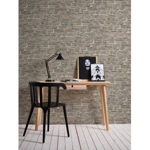 Papeldecor|Papier Peint brique blanche avec chaux|Imitation Brique 2