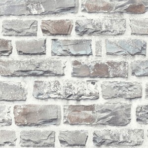 Papeldecor|Wallpaper natural gray stone wall|Stone Imitation