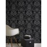 Papeldecor|Papel pintado damasco negro y plateado con brillo|Papel Pintado