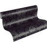 Papeldecor|Papel pintado damasco negro y plateado con brillo|Papel Pintado