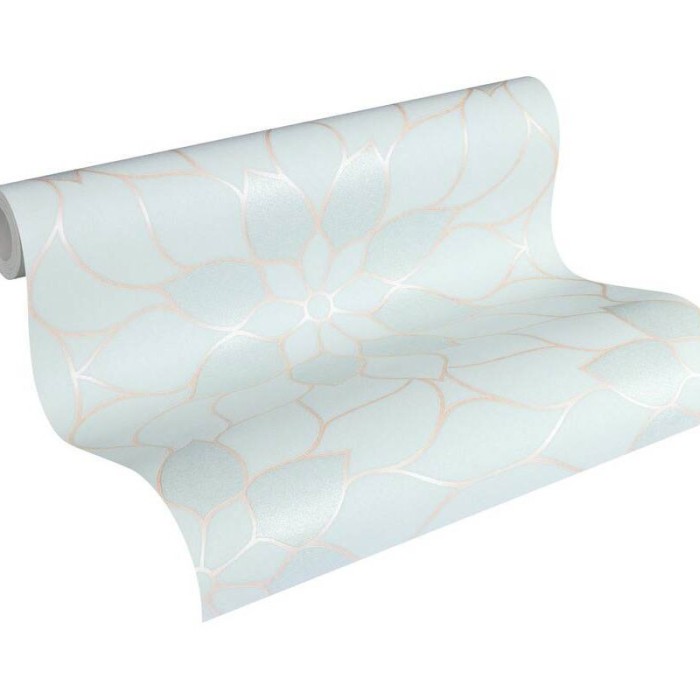 Papeldecor|Papel pintado moderno flores grandes verde brillo|Papel Pintado