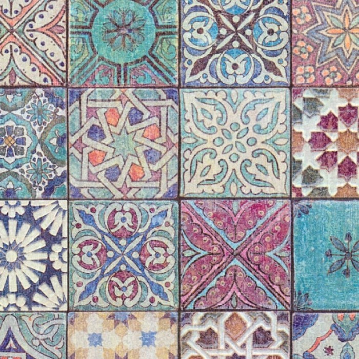 Papel pintado azulejo hidráulico multicolor -  220-3788