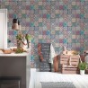Papel pintado azulejo hidráulico multicolor -  220-3788