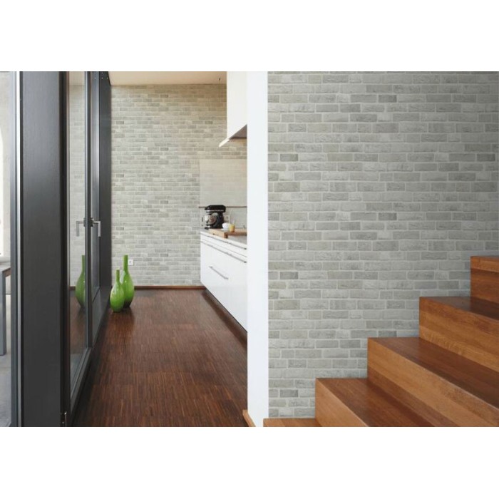 Papeldecor|Tapete hellgrauer Ziegel Mauerwerk|Ziegelimitat