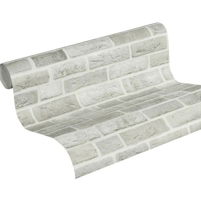 Papeldecor|Tapete hellgrauer Ziegel Mauerwerk|Ziegelimitat