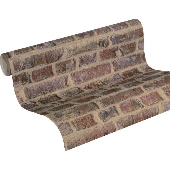 Papeldecor|Papier Peint brique marron apparente|Imitation Brique