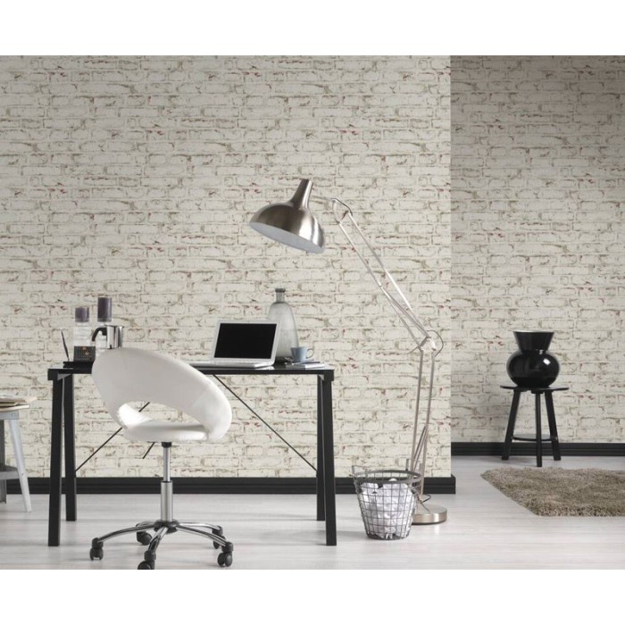 Papeldecor|Papier Peint brique blanche industrielle|Imitation Brique