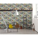 Papeldecor|Tapete himmelblau mit bunten Blumen|Tapeten