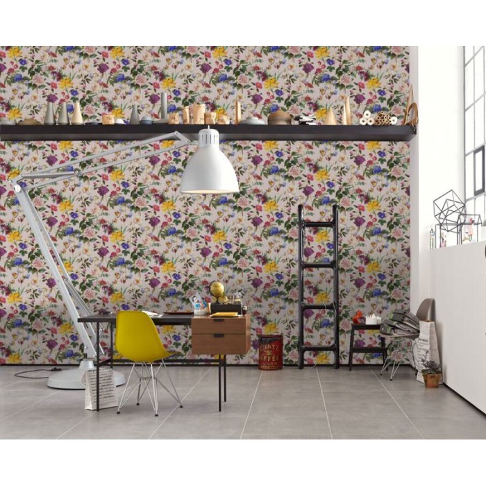 Papeldecor|Papier Peint floral joyeux rose et multicolore|Papier Peint