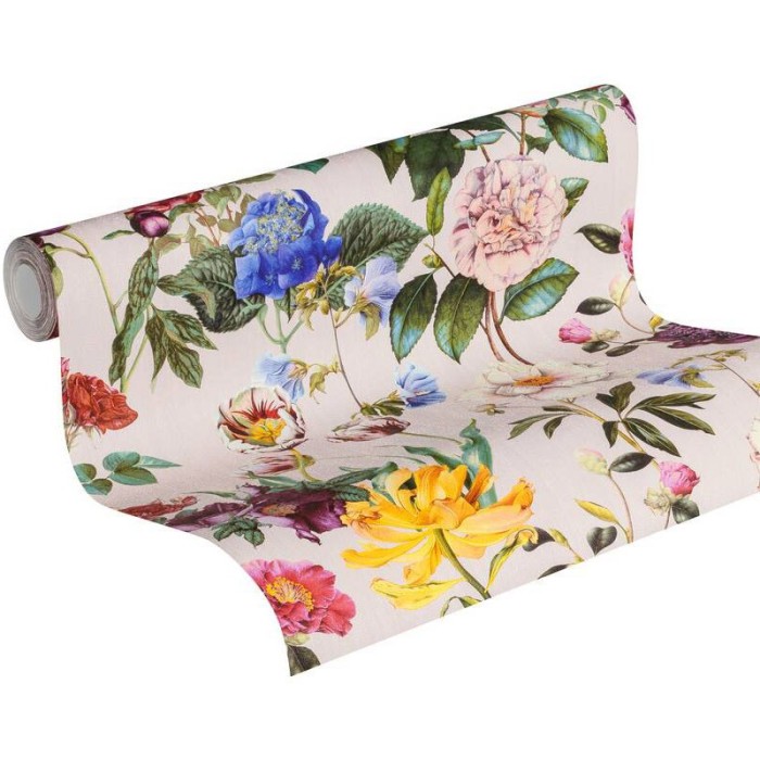 Papel pintado floral alegre rosa y multicolor -  220-3801