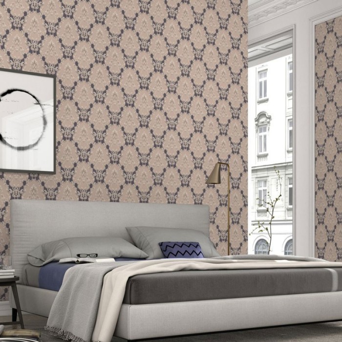 Papeldecor|Papel Pintado damasco marrón estilo clásico|Liquidación