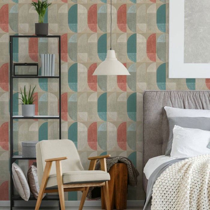 Papeldecor|Papel Pintado moderno semi círculos multicolor|Papel Pintado