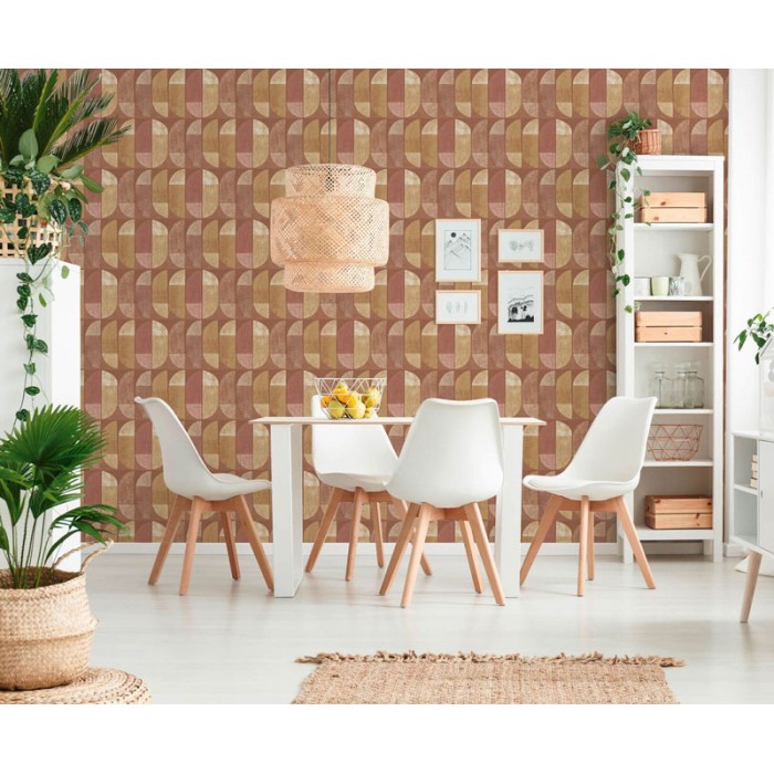 Papeldecor|Wallpaper modern brown and terracotta circle shape|Wallpaper