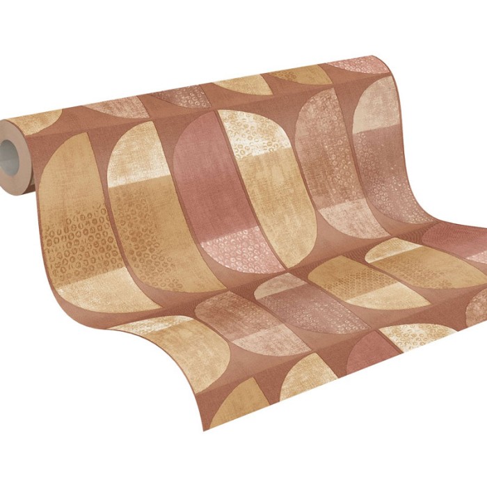 Papeldecor|Papel Pintado moderno forma círculos marrón y terracota|Papel Pintado