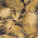 Khroma|Papier peint moderne à feuilles de palmier tropical jaune et noir avec éclat|Papier Peint