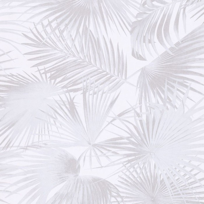 Khroma|Papel Pintado hojas de palmera gris perla con un moderno brillo|Papel Pintado