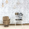 Khroma|Wallpaper with pearl grey palm leaves and a modern shine|Wallpaper
