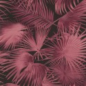 Khroma|Papel Pintado palmeras tropicales rosa con el fondo negro y un moderno brillo|Papel Pintado
