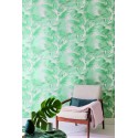 Khroma|Papel Pintado tropical hojas de palmeras verdes con un sutil y moderno brillo|Papel Pintado