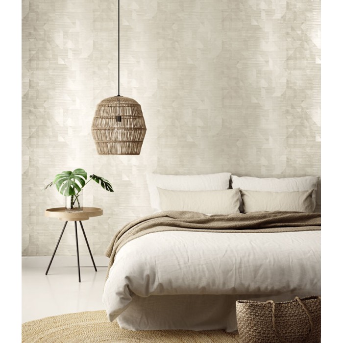 Khroma|Papel Pintado gris perlado con un moderno diseño geométrico de tipo abstracto|Papel Pintado