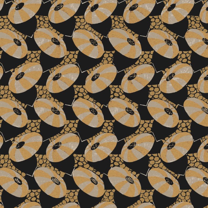 Papel Pintado retro tonos marrones y fondo negro - Khroma Folies FOL004