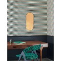 Khroma|Papier peint Art déco géométrique cubes colorés éclat beige vert|Papier Peint