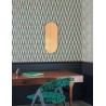 Khroma|Art Deco geometric Wallpaper with colored cubes and beige green shimmer|Wallpaper