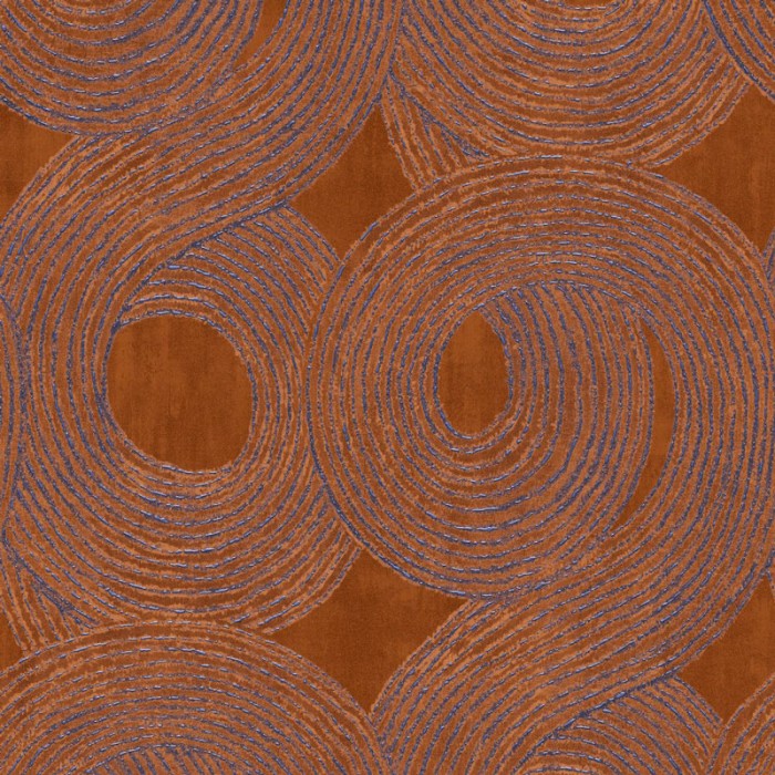 Papel Pintado cobrizo con ondas negras en relieve estilo étnico - Khroma Tribute TRI203