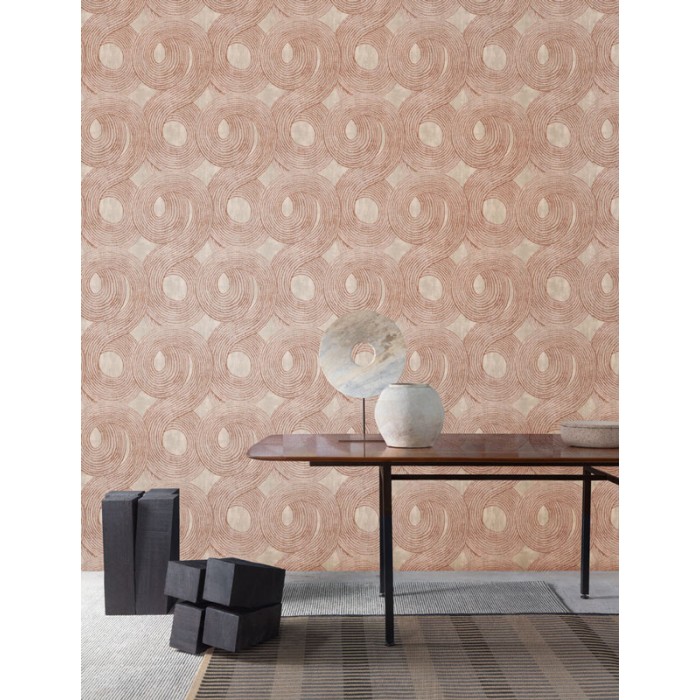 Khroma|Papel Pintado patrones con formas de onda color piedra y cobre|Papel Pintado