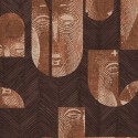 Khroma|Papel Pintado estilo africano con máscaras tribales en tonos marrón|Papel Pintado