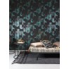 Khroma|Papel Pintado étnico negro con máscaras africanas azules|Papel Pintado