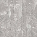 Khroma|Papel Pintado africano con máscaras de estilo étnico gris|Papel Pintado