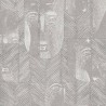 Khroma|Papel Pintado africano con máscaras de estilo étnico gris|Papel Pintado