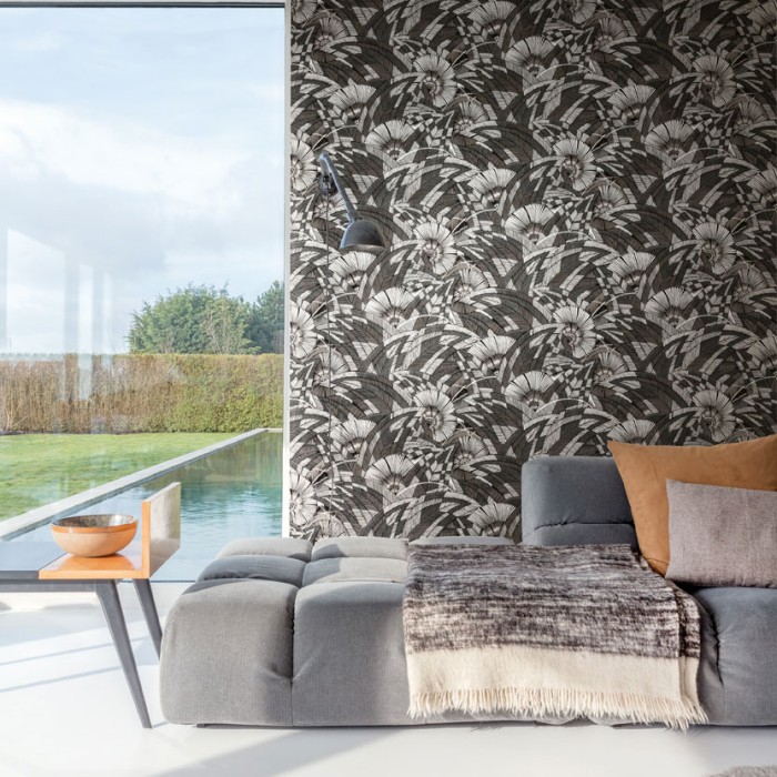 Khroma|Modern African jungle Wallpaper in grey tones|Wallpaper